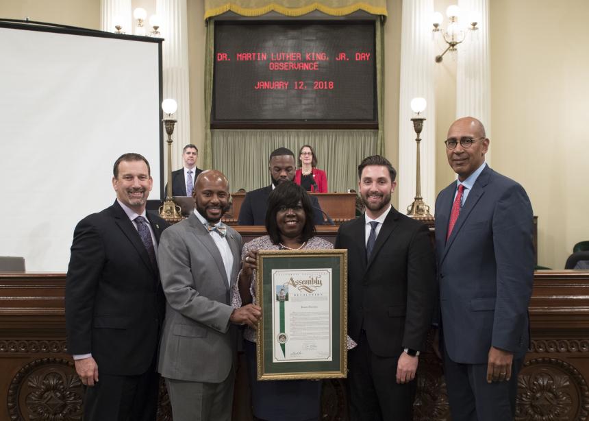 Pamela Thornton receiving award