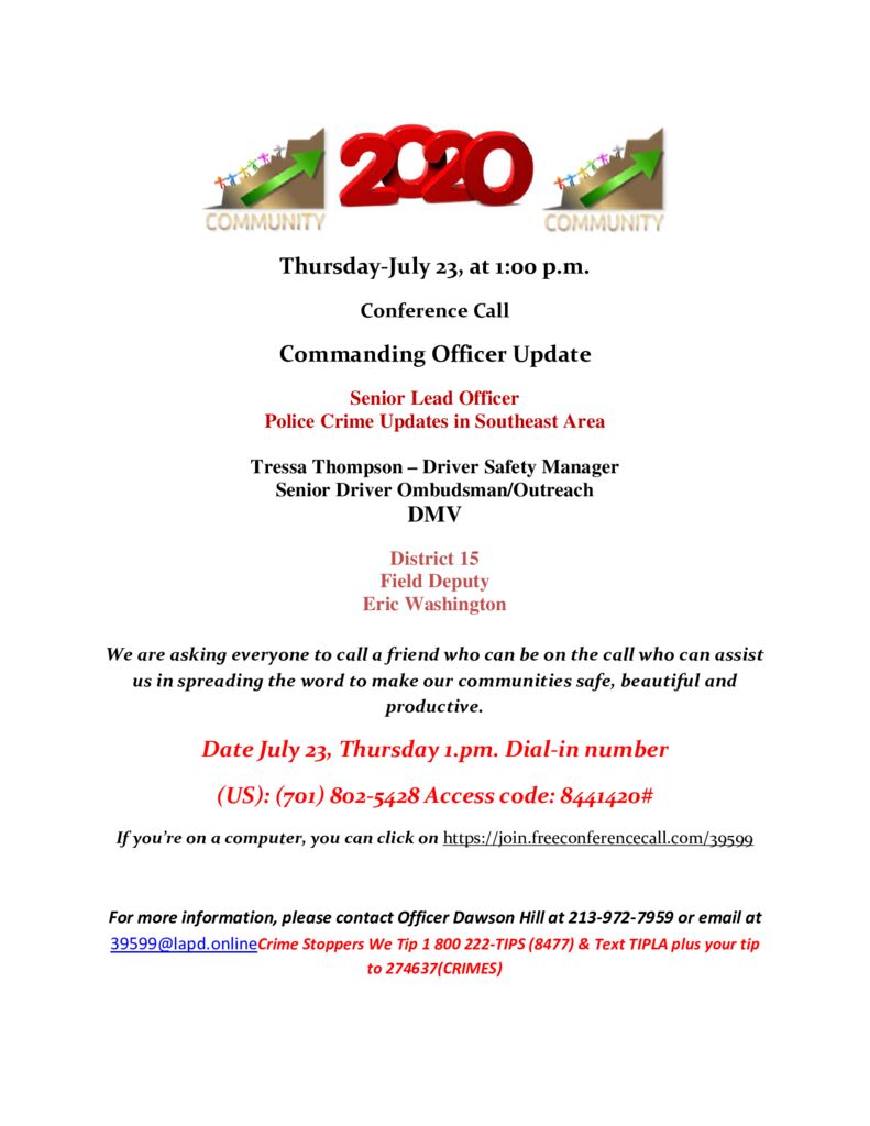 thumbnail of July 23 Conference Call